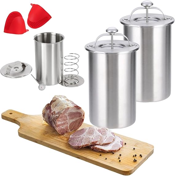 Heavy Duty Stainless Steel Meat Press for Homemade Lunch Meats, Square Bacon Press & Cold Cut Maker, Perfect for Sandwich Meat & Turkey Press, Non-Stick Surface for Easy Cleaning (2PCS)