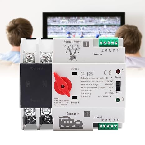 2P Automatic Transfer Switch, 110V Rated Operating Voltage, 100A Rated Operating Current 50HZ/60HZ GDAE10 Dual Power Mini Controller, 690V Insulation Voltage (2P PC Level)