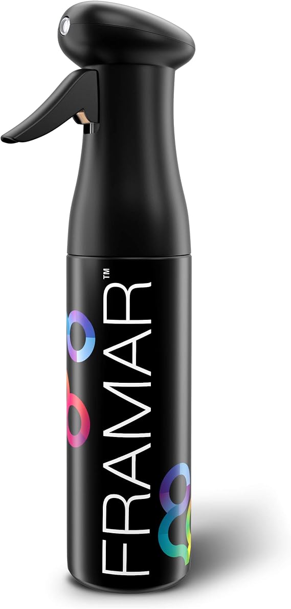 FRAMAR Premium Hair Mister Spray Bottle Continuous Spray Bottle For Hair, Water Sprayer, Continuous Mister for Salon Supplies Ultra Fine Mist Black 250 ml