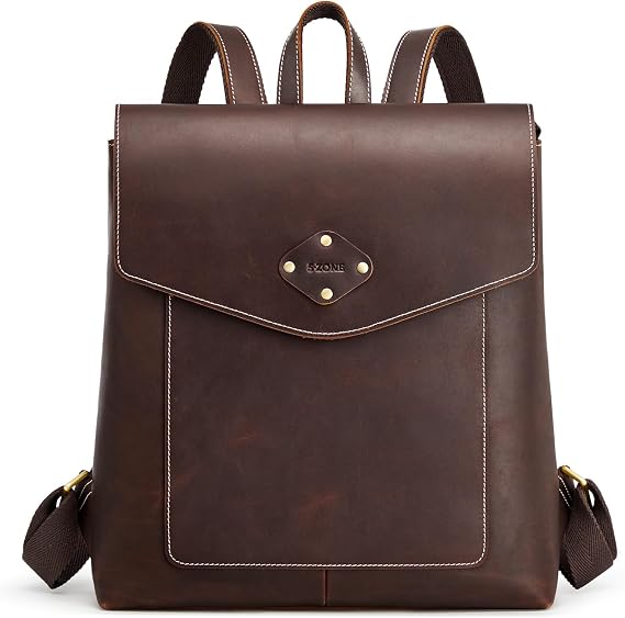 S-ZONE Women Leather Backpack Purse Vintage Rucksack Handbag Travel Daypack Shoulder Bag Fashion Ladies Satchel Bags