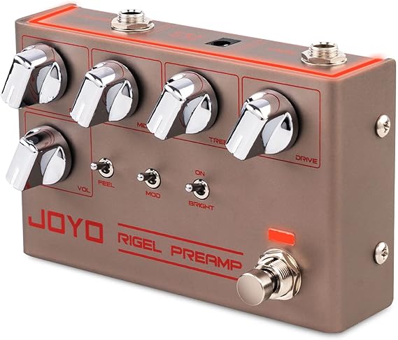 JOYO High-Gain Preamp Simulator Guitar Pedal, 3-Band EQ with BRIGHT/FEEL/MOD Toggle Switches, Bypass (RIGEL PREAMP R-24)