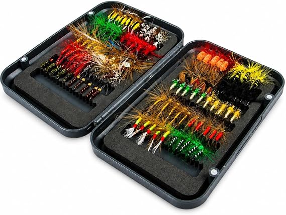 Valkyrie 100 Parça Yapay Sinek İğne Seti Fly Fishing Kutulu Alabalık Balıkçılık Tüylü Sahte Yem