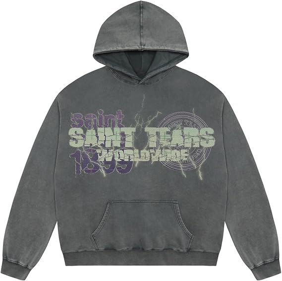 Arnodefrance Men Vintage Washed Graphic Hoodies Printing Graffiti Hoodie Cotton Warm Pullover