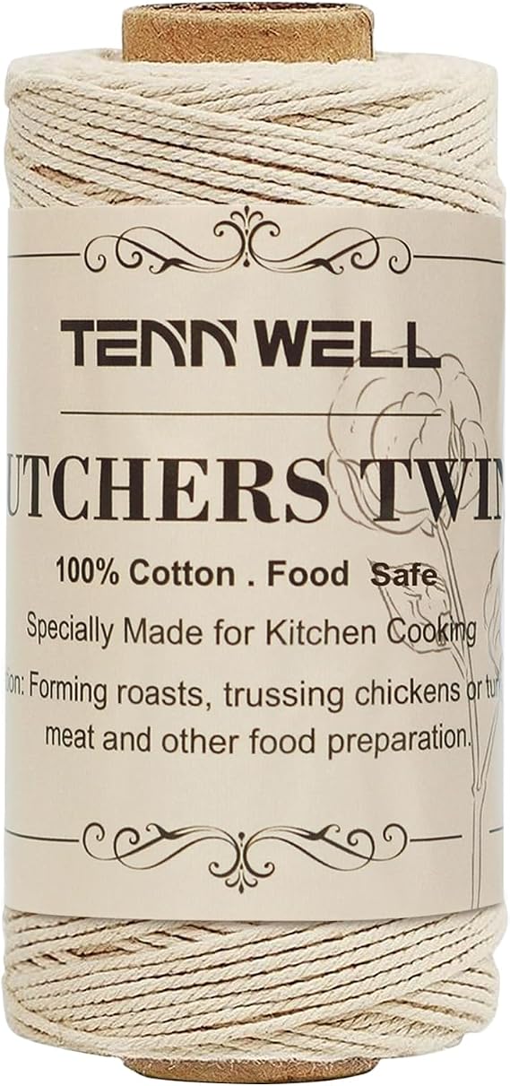 Tenn Well Butchers Cooking Twine, 328 Feet 3Ply 1mm Cotton Bakers Twine, Food Safe Kitchen String for Roasting, Trussing Meat and Turkey, Food Prep, Baking and More | Food Safe Kitchen String for Roasting, Trussing Meat and Turkey, Food Prep, Baking and More
