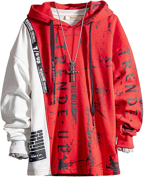 Hoodie Men's Techwear Hoodie Pullover Hip Hop Streetwear Patchwork Sweatshirt Unisex