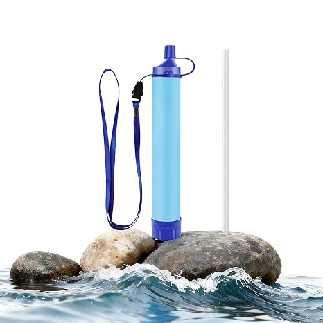 Gifts for Men Christmas Personal Water Filter Straw - Portable Survival Filtration Gear & Family Travel Essentials for Emergency Preparedness, Hiking, Camping, Backpacking & Outdoor Activities