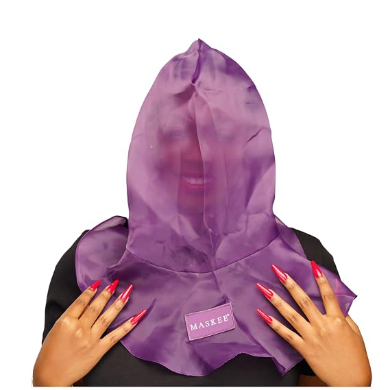 Maskee - Beauty Hood Purple Breathable & Reusable Makeup Protection Veil Smudge-Free Face Cover for Women of All Ages (Purple)