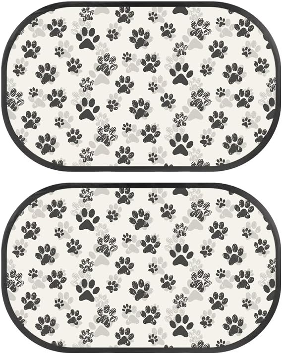 Dog Paw Prints Car Sun Shade 2 Pack Window Shade Baby in Car Cute Design UV Protection Breathable Easy to Install Car Sun Shade Side Window Universal Car Sun Shades