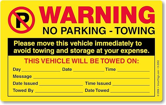 SmartSign "Please Move This Vehicle to Avoid Towing" Pack of 50 Parking Violation Stickers | 5" x 8", Made in USA