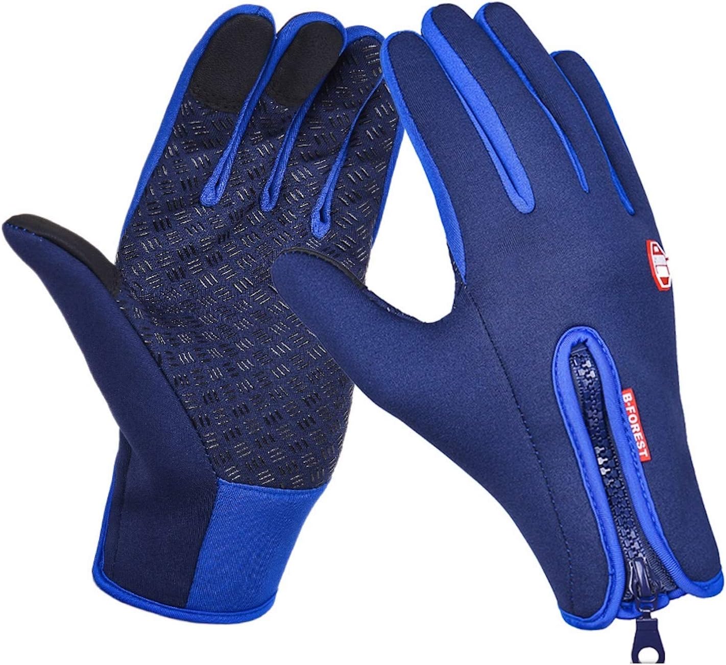 Unisex Sports Cycling Gloves Winter Warm Touch Screen Fleece Windproof Dark Blue Silicone M