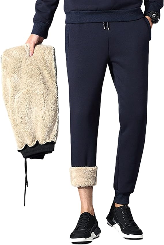 Lentta Men's Fleece Lined Sweatpants Athletic Winter Warm Sherpa Jogger Track Pants