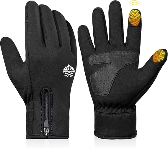 RIGWARL Warm Kids Winter Gloves for Boys Girls, Water-Resistant Touchscreen Gloves with Zipper Cuff, Gifts for Kids Christmas