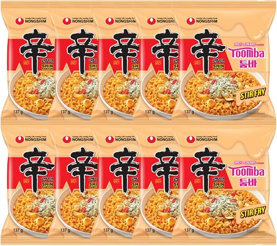 NS Korean [NEW FLAVOUR] Ramyun Stir Fry Spicy & Creamy Toomba Flavour Instant Noodle 137g | Bundle Pack | Instant Meal | Portable & Convenient HALAL (Pack of 10)