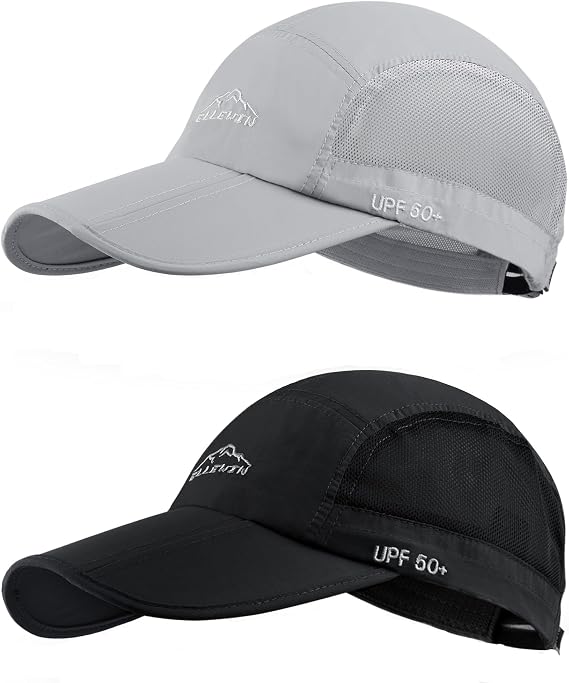 2 Pack Unisex Baseball Cap Foldable Sports Hat with UPF 50+ Runing Hat