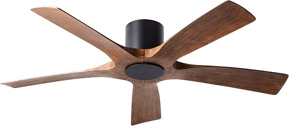 Modern Forms Aviator Smart Indoor and Outdoor 5-Blade Flush Mount Ceiling Fan 54in Matte Koa with Remote Control (Light Kit Sold Separately) works with Alexa, and iOS or Android App