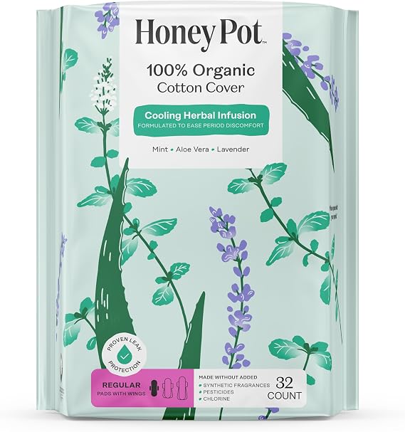 The Honey Pot Company - Cooling Herbal - Regular - Pads for Women