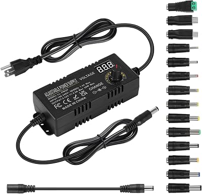 3V ~ 12V 4.5A 54W Power Supply Adjustable,3V 4V 5V 6V 7V 8V 9V 10V 11V 12V Variable Universal ACDC Adapter 100V-240V AC to DC Converter with 14 Tips&Polarity Converter for LED Strip Light Router