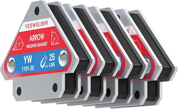YESWELDER 4-Pc Welding Magnet Set, 25 lb Holding Power Welding Accessories | magnetic holding support, workpiece positioning, fit-up, assembly