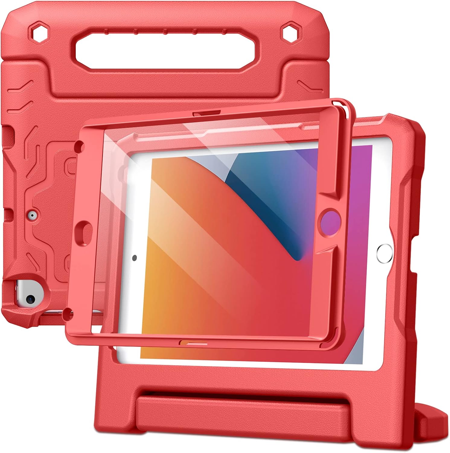 JETech Children's Case for iPad Mini 5/4/3/2/1 (7.9 Inches Model 2019/2015/2014/2013/2012) with Built-in Protective Film Shockproof Full Body Handle Stand Tablet Protective Case (Red)