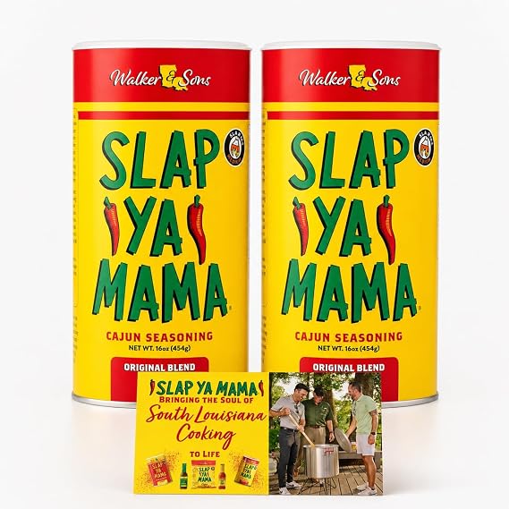 Slap Ya Mama Original Blend Cajun Seasoning - 16 oz Can, Pack of 2, All Natural, MSG Free, Kosher - Authentic Louisiana Flavor