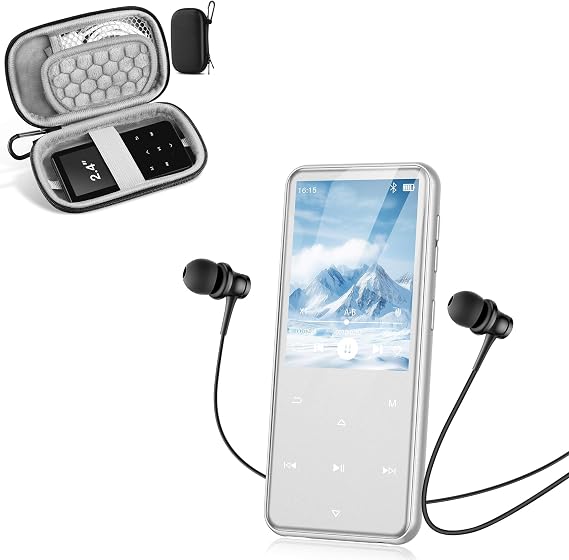 AGPTEK M3 Silver MP3 Player with 2.4 inch Case