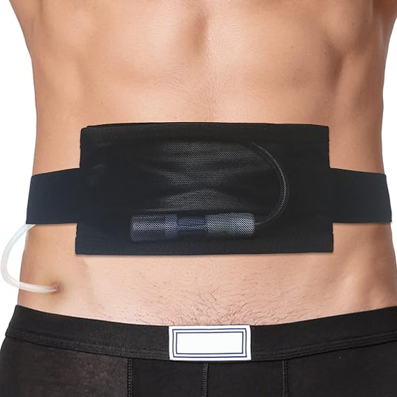 Breathable Peritoneal Dialysis Belt PD Catheter Holder Belt with Mesh Pouch Stretch for Peg/G/J Feeding Tube Accessories Transfer Set Fixation Nursing Supplies Men Women