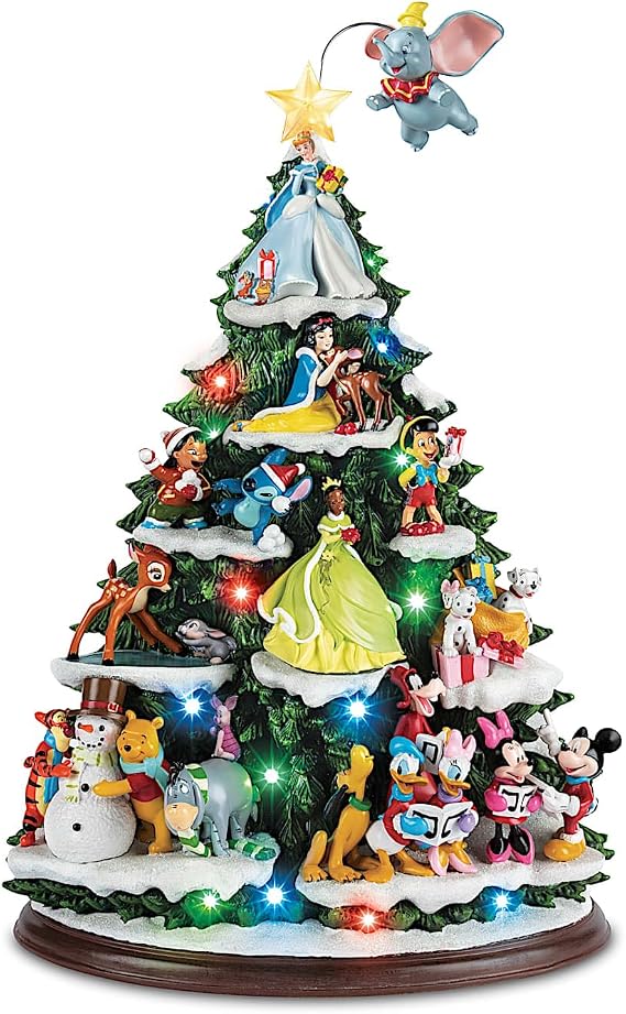 The Bradford Exchange Disney Holiday Cheer Musical Tabletop Christmas Tree Light-Up Tree with 25 Character Figurines and 8 Holiday Songs