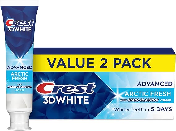 Crest Toothpaste 3DWhite Advanced Teeth Whitening, Arctic Fresh, 3.3 oz, Pack of 2
