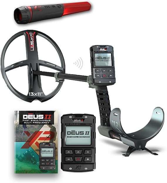XP Metal Detectors Deus II - 13x11 FMF Coil with MI-6 pinpointer Bundle - Waterproof y Wireless - with Remote Control & S-Telescopic stem (DEUS2-34FMFRCEA + MI-6)