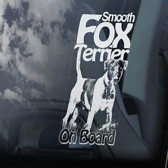 Fox Terrier on Board Car Window Sticker Smooth Dog Sign Gift Decal Vinyl Die Cut Decals Funny Bumper Stickers Dog Mom Dad Gift