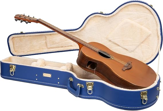 Crossrock Designer Series Wooden OM Guitar Case for Martin 000-14 Fret | Vibrant Blue Faux Leather, Beige Plush Interior, Lock – Premium Hardshell - Vibrant Blue(CRW520OMVB)