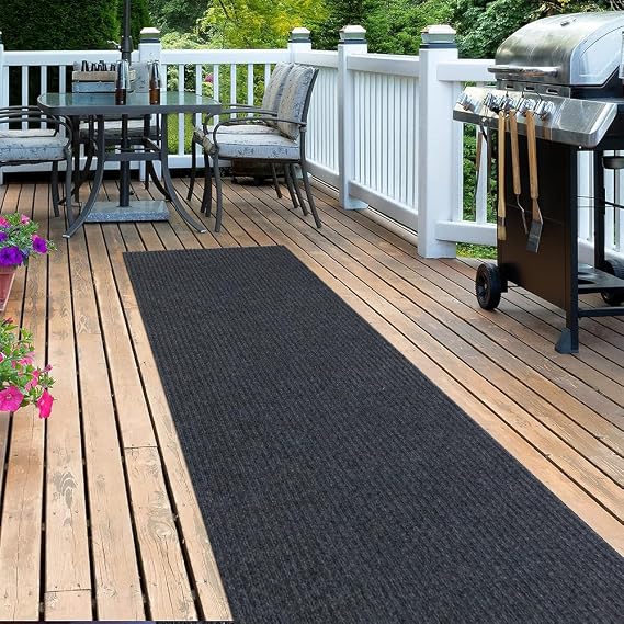 LITA Hallway Runner Rug Double Gray Stripe with PVC Backing, Non-Slip Waterproof, Washable Outdoor Indoor Carpet for Floor, Entryway, Kitchen, Laundry, Balcony, Garage, 2' x 10'