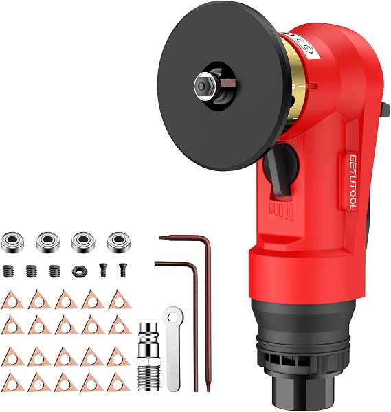 GETLITOOL 30000RPM Air Chamfering Tool, Mini Pneumatic Chamfering Tool with 12 C-Angle & 10 R-Angle Blade, 45 Air Deburring Machine with 4-Speed Control for Metal PVC Pipe Deburring & Edge Finishing