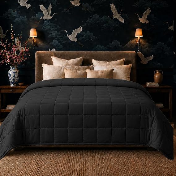 HomeSmart Weighted Blanket King Size 30lbs, Heavy Weight Blanket, Soft Breathable Fabric, Black