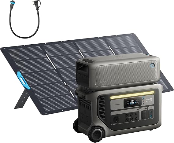 Anker SOLIX F3000 Portable Power Station and TT-30 Charging Cable,3,072Wh, 6,000W Recharging, Solar Generators for Home Use, For Power Outages, Camping, RVs, Emergencies