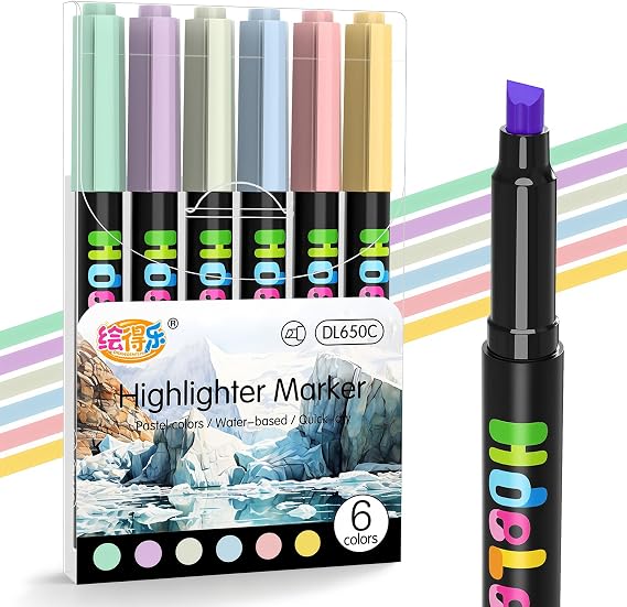 Guangna Highlighters, 6pcs, Chisel Tip, Pastel Colors, Aesthetic Quick Dry for Bible Jounaling Planner Books Notes Teacher Office Supplies (Morandi Colors)