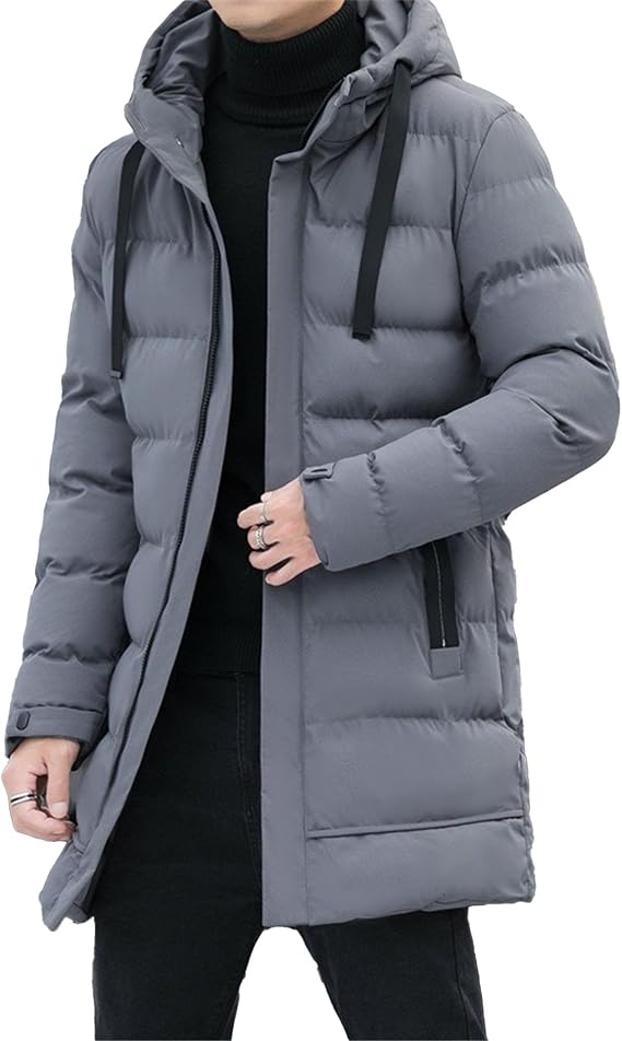 Mens Long Winter Padded Parka Jackets Warm Windproof Down Coats Thickened Quilted Puffer Jacket Winter Outerwear