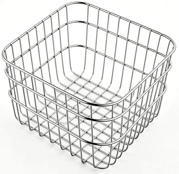 Wire Storage Basket 304 Stainless Steel Mesh Basket Multipurpose Colander for Home Kitchen Bathroom (Small 11x11x10cm / 4.3x4.3x3.9in)