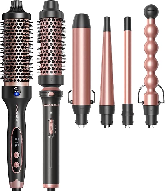 Wavytalk Blowout Boost Thermal Brush Rose Gold and Multi Curl 5-in-1 Curling Iron