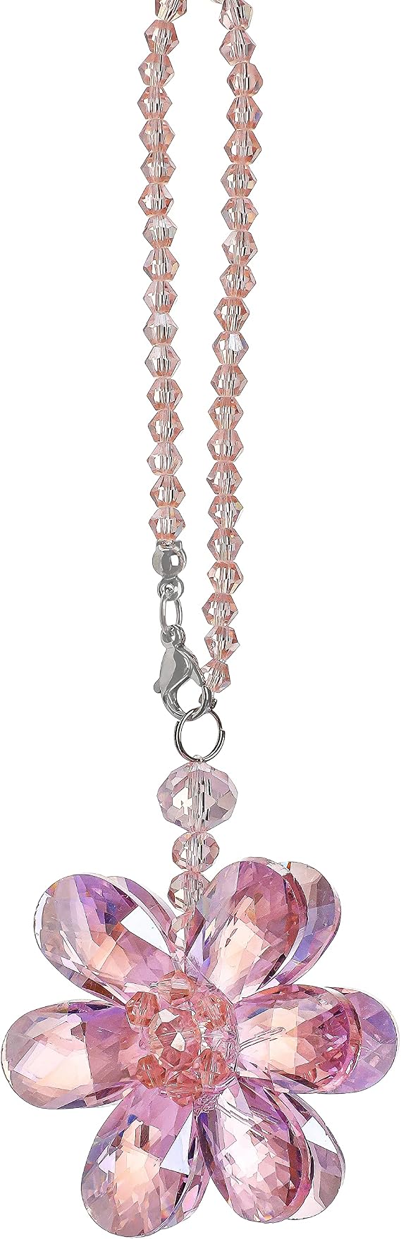 Pink Crystal Flower Car Charm Rear View Mirror Pendant Decor