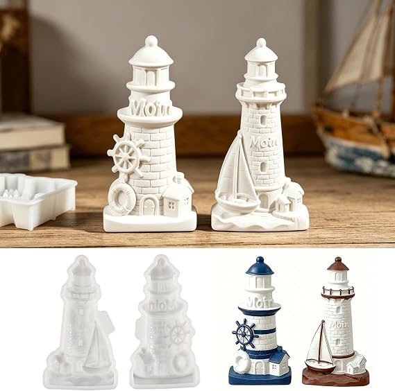 Silicone mould lighthouse, 3D silicone moulds, casting moulds, silicone for maritime decoration, silicone mould for casting for sailing boat and nautical decorating