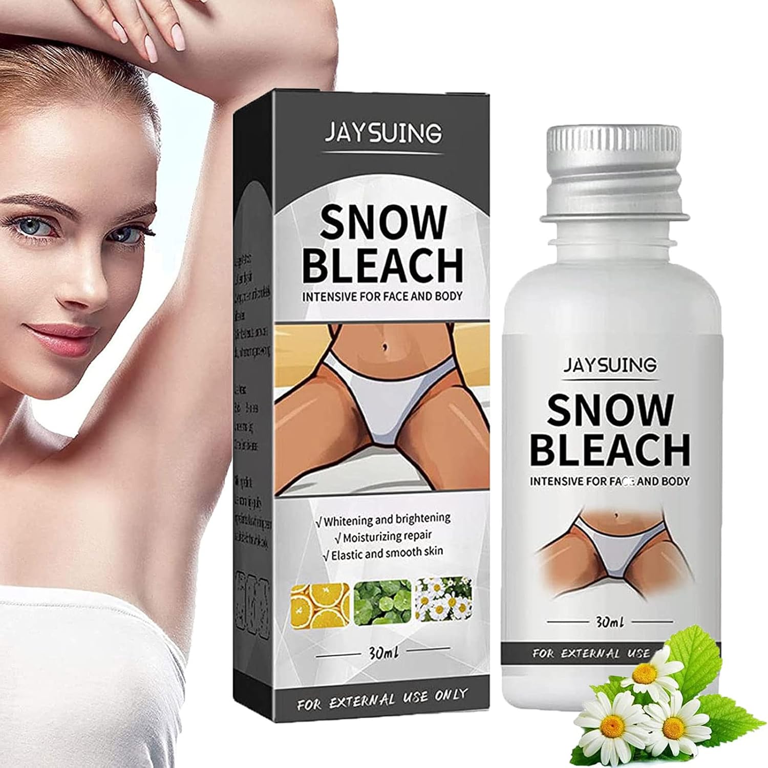 Snow Bleach Cream for Private Part Underarm Whitening, Dark Skin Bleaching Cream for Dark Spots, Face and Body Skin Lightening Bleaching Cream for Intimate Areas Brightening 1PCS