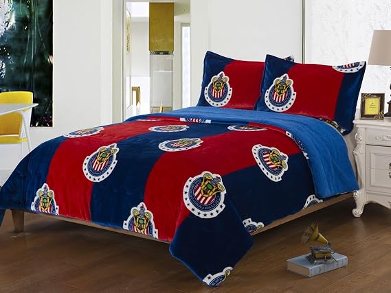 Chivas De Guadalajara 3pcs Sherpa Set Queen Size, Blanket Set with 2 Pillow Shams