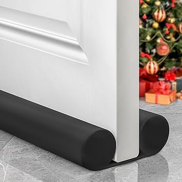 OSAMEDA Door Draft Stopper 36 Inch Adjustable Under Door Sweep, Noise Blocker & Gap Filler for Bottom of Doors, Blocks Draft & Breeze for Improved Insulation, Black
