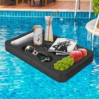 Floating Drink Tray for Pool & Tub, Non-Inflatable Serving Food Holder for Beach & Spa, Float Mini Table, Clever Swiming Accessory, Drink Floaties, Versatile Refreshment Bar for Party