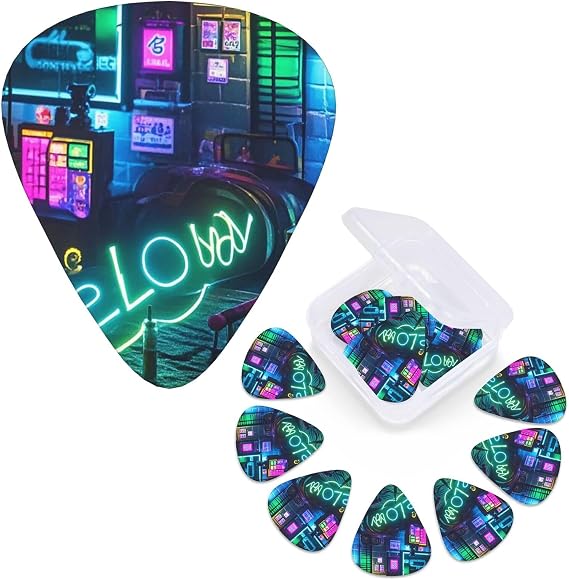 12 Pack Guitar Picks 3 Different Thickness Guitar Plectrums With Storage Box Glow In The Dark Guitar Picks Medium Thin Guitar Accessories 4pcs 0.46mm 4pcs 0.71mm 4pcs 0.96mm