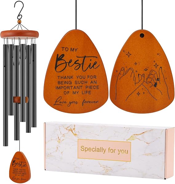 Bestie Gift for Women, Friend Gifts for Women, Unique Friendship Sister Gifts for Birthday, Valentines Day, Galentines, Mothers Day, Christmas, 32 Inch Wind Chimes Gift for Home Decor