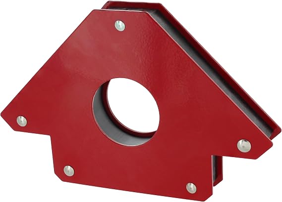 Drixet Arrow Shape Heavy Duty Steel Magnetic Welding Setup Holder for Multiple Angles Red Painted with a Grip Hole (Holds Up to 66 Lbs.)