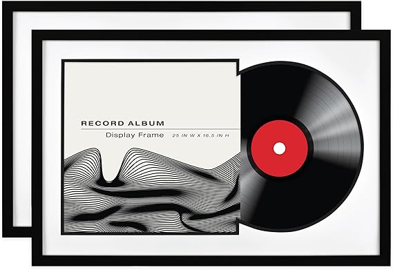 MCS Double Matted Record Album Frame, 16.5x25, Black