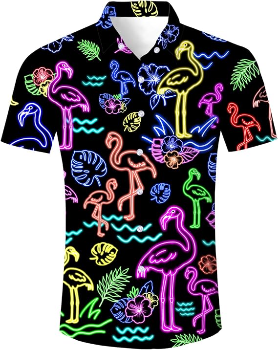 uideazone Mens Funny Hawaiian Shirts 3D Graphic Holiday Beach Aloha Shirt